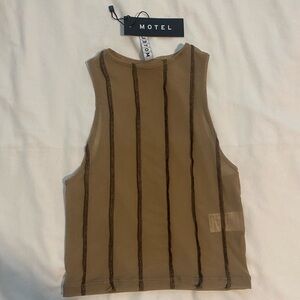 Motel Rocks Barika Too Mesh Taupe, See-through Tank Top, Size XXS